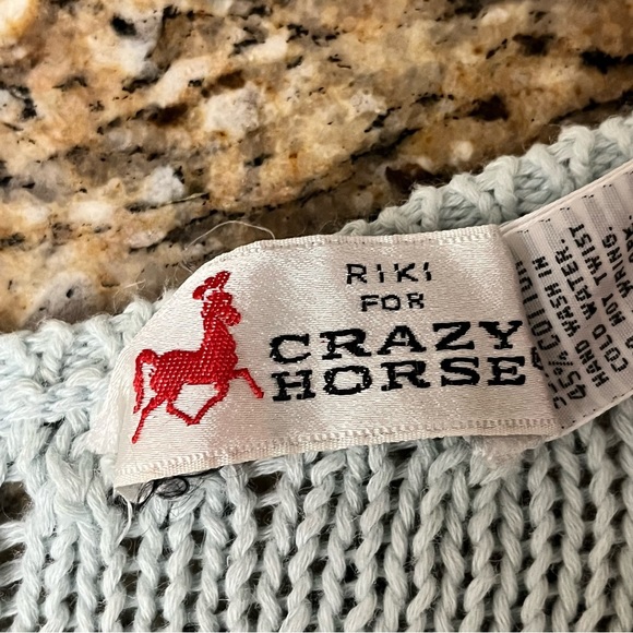 Crazy Horse Collection woman’s Blue Crochet Lightweight sweater Vest Cottegecore - Picture 7 of 9